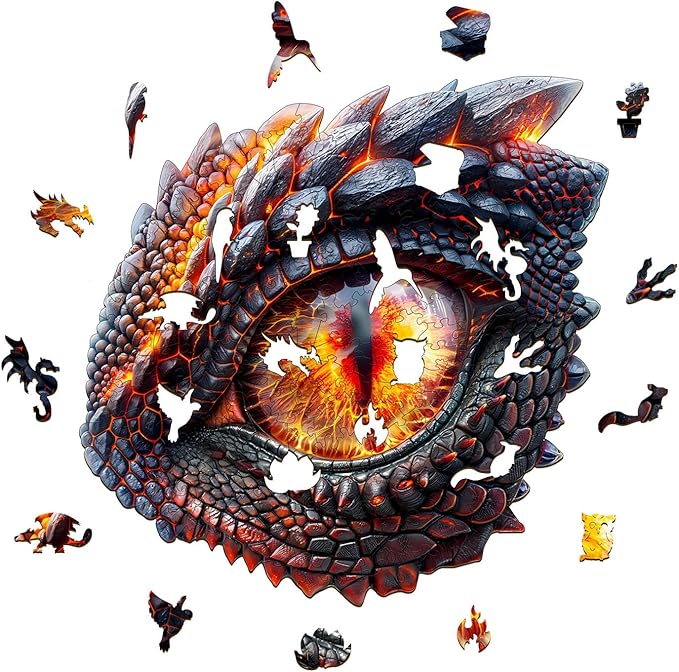 Jigfoxy Wooden Puzzles for Adults, 3D Blaze Eye Wood Puzzles Adult, Unique Animal Shape Wooden Jigsaw Puzzles for Adults, Birthday Gifts for Puzzle Lovers, Family (S-8.5 * 8.5in-90pcs)