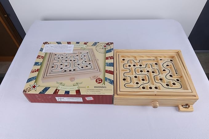 GOTHINK Wooden Labyrinth Game, Mable Ball Tilt Maze Board Game,Table Balance Game and Toy for Kids and Adults