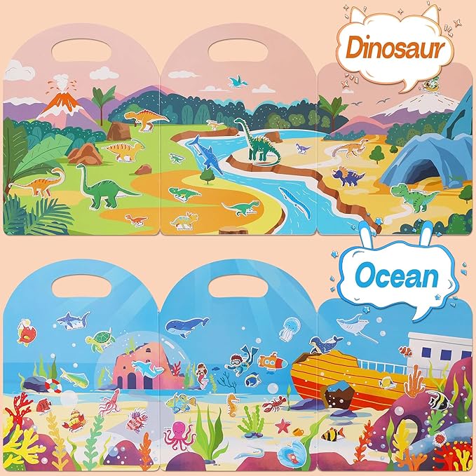 4 Sets Sticker Books for Toddlers 3+ Years, 122 Pcs Puffy Stickers for Kids, 3D Sticker Books for Toddlers, Toddler Airplane Travel Essentials for Kids