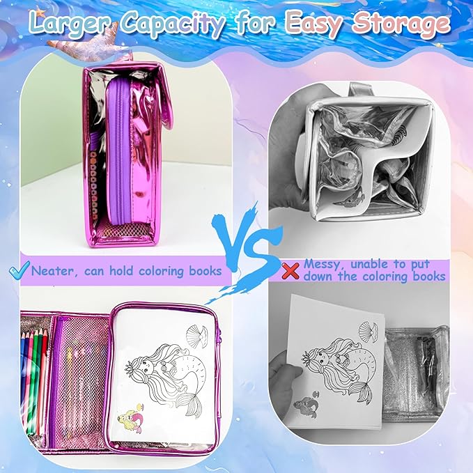 Mermaid Gifts for Girls, Washable Scented Markers Set for Kids, Include Glitter Pencil Case, Markers, Glitter Pens, Crayons 98Pcs Art Supplies Coloring Kit Birthday Christmas Gifts for Girls