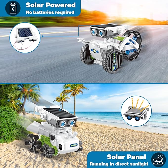 12-in-1 Solar Robot Kit for Kids 8-12, STEM Projects for Kids, DIY Building Toy Set & Science Kits for Kids Age 8-12 Boys & Girls Birthday, Green