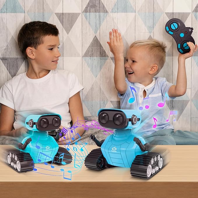 Robot Toy - Rechargeable Emo RC Robot with Auto-Demo for Kids, Age 3+ - Blue