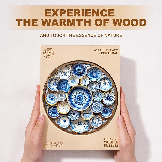 Jigfoxy Wooden Puzzles for Adults, Azulejo Dreams – Port Wood Puzzles Adult, Unique Animal Shape Wooden Jigsaw Puzzles for Adults, Birthday Gifts for Puzzle Lovers, Friend (L-13.4 * 13.3in-270pcs)