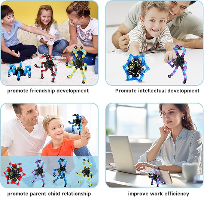 12/24/36/48/100 PCS Fidget Spinner for Kids Sensory Fideget Toys Transformable Fidget Spinner Fidget Robots for Easter Basket Stuffers Party Favours School Rewards Events Prizes (72PCS Glow)
