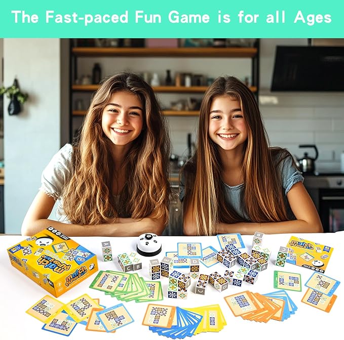 Wooden Match Puzzle Game Popular Board Games for Family Night, Pattern Matching Puzzle Game, Block Match Puzzles Building Cubes Educational Toys for Kids and Adults