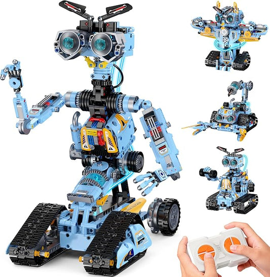 4-in-1 STEM Robot Building Kit with Remote Control, Multiple Robot Designs, Educational DIY Blocks Toy, Birthday for Kids 6-14 & Adults - 824Pcs