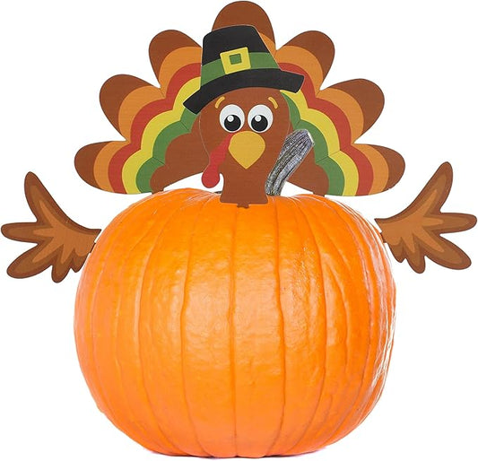Decorae Halloween Pumpkin Decorating Kit (Turkey Set), 4 Reusable Metal Accessories for Fall Pumpkin Face Decorating with Turkey Body Parts