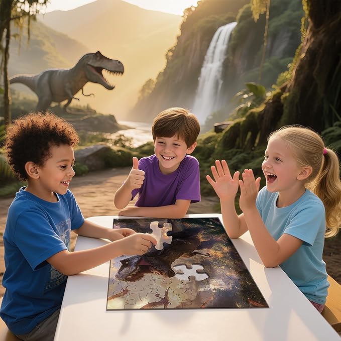 Puzzles for Kids Ages 4-6, Dinosaur Puzzle, Tyrannosaurus Rex Dinosaur Puzzle for Kids Ages 3-5, 48 Piece Puzzles for Kid Jurassic Park, Toddler Puzzles Educational Toys for Boys and Girls