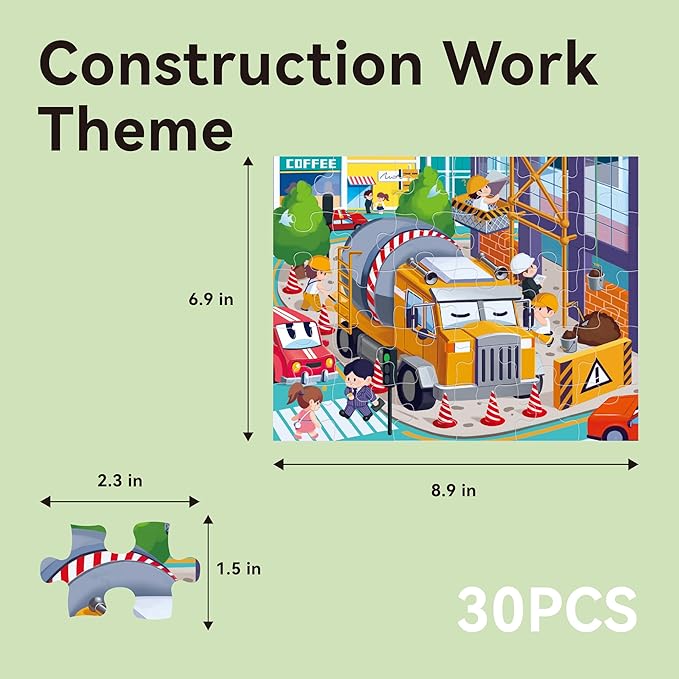 Dotimo 4-in-1 Vehicle Puzzles for Toddlers 3-5 – Fire Truck, Police Car, Ambulance & Cement Mixer Puzzles, 24/30/35/48 Piece Educational Games with Storage Box