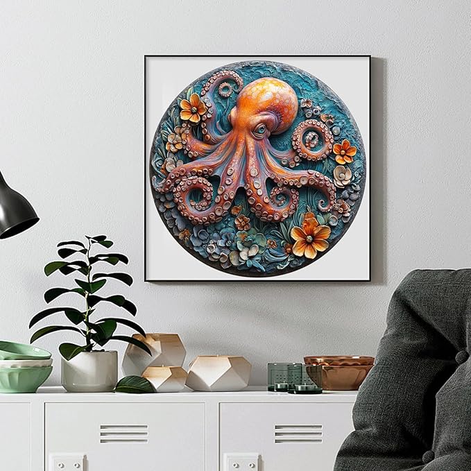 Wooden Puzzles for Adults, 3D Vision Octopus Wooden Jigsaw Puzzles 200 Pieces, 11.2 in Unique Shape Ocean Wooden Puzzle, Irregular Puzzle Creative for Adults and Kids Family Games