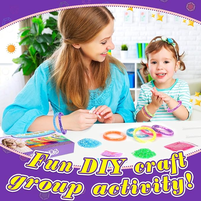 Make Your Own Glitter Bracelets Craft Kit, Gem Art Bracelet for Girls Friendship Bracelet Jewelry Making Kit, Art & Craft Gift for Kids Girls Age 6 7 8 9 10 11 12