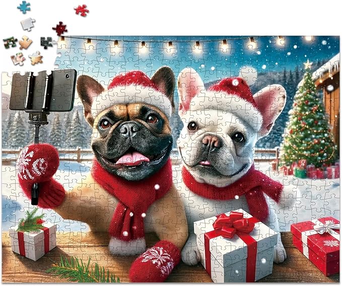500 Piece Jigsaw Puzzles for Adults and Teens and Kids Family Time Easter, Christmas Toys Xmas Selfie Dogs (Christmas)