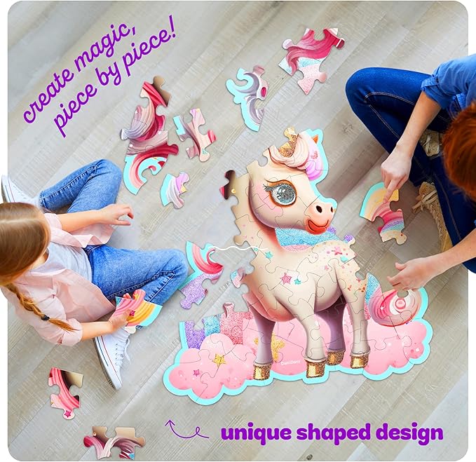 Dan&Darci Jumbo Shimmery 45-Piece Unicorn Floor Puzzle for Kids Ages 3-6 Years Old- Large Toddler Puzzles Age 3, 4, 5, 6 Year Olds - Easter Toys for Girls - Little Girl Birthday Gift