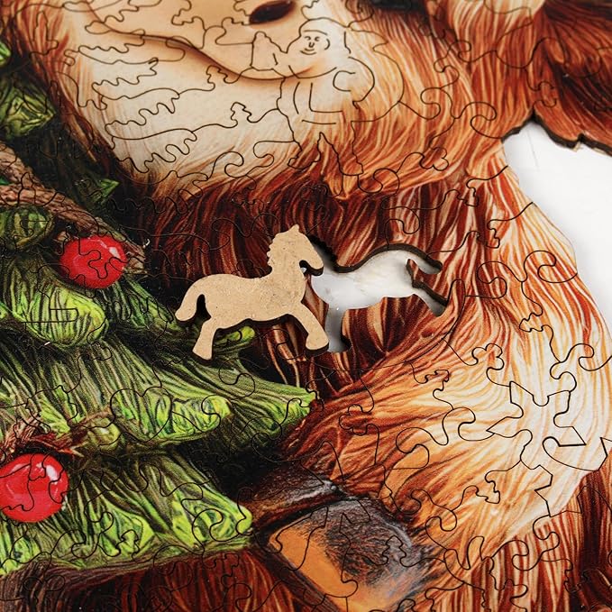 Christmas Wooden Puzzles for Kids & Adults - Tree & Fawn Holiday Jigsaw Puzzle, 498 Pcs, 16.6"×19.2", Fun Family Game for Children’s Party, Winter Gathering, and Festive Entertainment