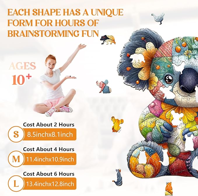 Wooden Puzzles for Adults, Wooden Jigsaw Puzzles for Adults Kids, Patchwork Koala Unique Shaped Wood Puzzles Adult, Creative Birthday Gifts for Friends Family Game (13.4 * 12.8in 280pcs)