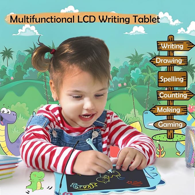 LCD Writing Tablet Dinosaur Toys for Boys Kids, Colorful Toddler Blue Toys Drawing Board, Educational Children Toy, Doodle Pad for 3 4 5 6 7 8 Year Old Boy Kid Birthday Party Christmas Gifts,8.5inch