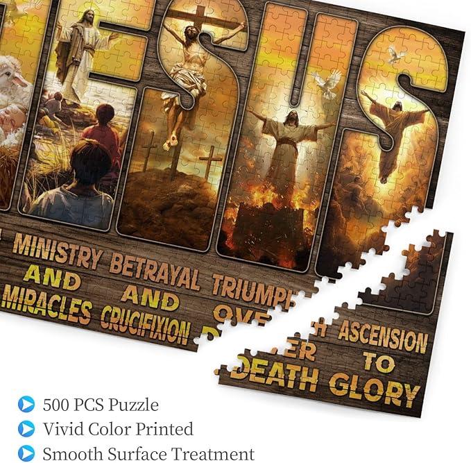 Christian Jesus Puzzles for Adults 500 Pieces, Religious Inspirational Scripture Jigsaw Puzzles, Bible Faith Catholic Cross Puzzle Jesus Puzzle Christian Puzzles Christian Games for Adults