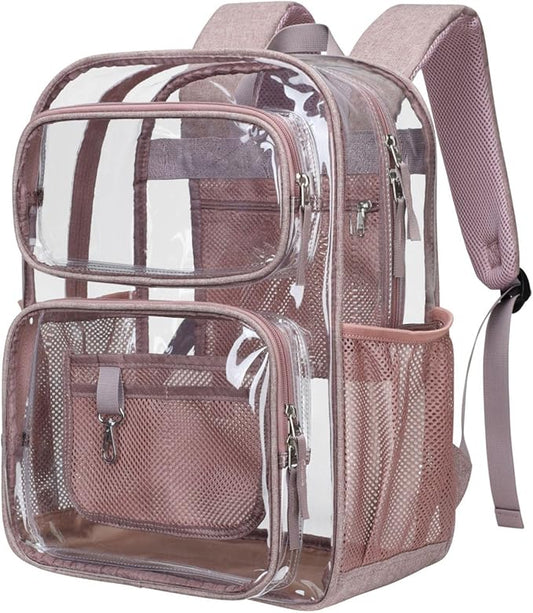 PACKISM Clear Backpack for School - 17 inch Large Heavy Duty Clear Bookbag, See Through PVC Backpacks (for age 12 above)