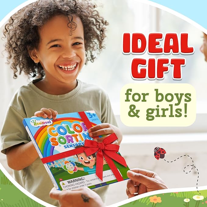 Color Sorting Toys Sensory Toys, Fine Motor Skills Game for Toddlers, Color Matching Toy Preschool Learning Activities Educational Calm Down Montessori Toy for Kids Boys Girls Ages 1 2 3 As Gifts