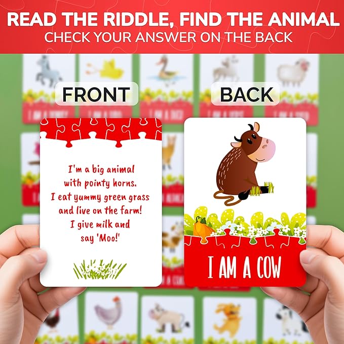 QUOKKA Search and Find Puzzles for Kids Ages 4-6 - Riddle Kids Puzzles 6-8 Years Old - 70 Unique Pcs - 20 Illustrated Guessing Cards - Engaging Children Themes - Farm Puzzle Gift for Toddlers 3-5