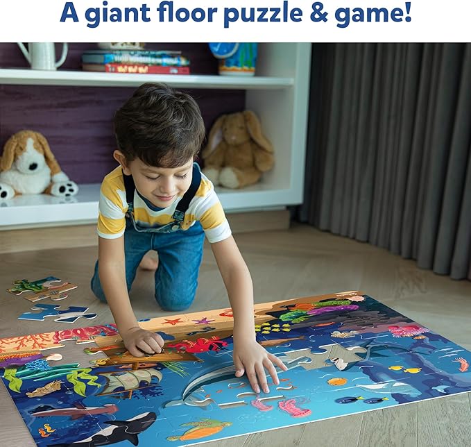 Skillmatics Floor Puzzle & Game - Piece & Play Underwater Animals, Jigsaw & Toddler Puzzles, Educational Toy, Gifts for Boys & Girls Ages 3, 4, 5, 6, 7 (48 Pieces, 2 x 3 feet)