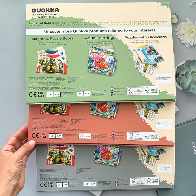 QUOKKA 60 Pieces Dementia Puzzles for Elderly - 3SET Large Piece Puzzles for Seniors - 9 Memory Flashcards with Facts I 25 Discussion Prompts per Puzzle - Alzheimer's Activities Products for Elderly