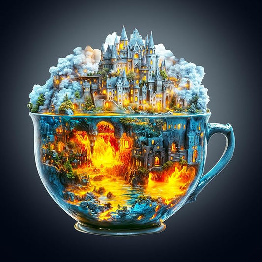 Wooden Puzzles for Adults 165 Pices, 3D Magic Cup Wooden Jigsaw Puzzle, Unique Shape Magic Cup Irregular Jigsaw Puzzles, Flat Puzzels with 3D Visual Effect, Finished Puzzle Size is 11.4 * 11.3in