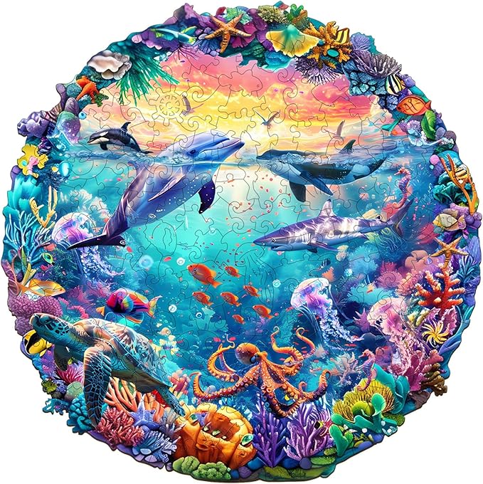 Masseruon 1000 Piece Puzzle for Adults, 26.6 * 26.6in Sea World Puzzle for Adults, 1000 Pieces Jigsaw Puzzles, Adult Puzzles Game, Unique Gift for Women Men