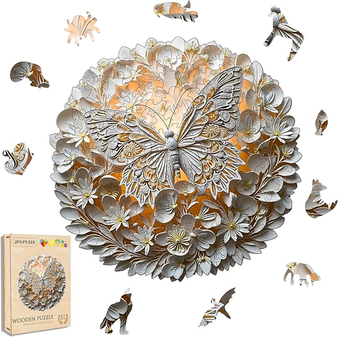 Wooden Puzzles for Adults, Wooden Jigsaw Puzzles for Adults Kids, 3D Butterfly Unique Shaped Wood Puzzles Adult, Creative Birthday Gifts for Friends Family Game(Butterfly, Royal)