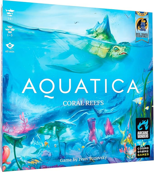 Arcane Wonders Aquatica Coral Reef Expansion Board Card Game - New Underwater Creatures Encounters - 1 to 5 Players Ages 14+ 60 Minutes - Enhance Your Aquatica Experience