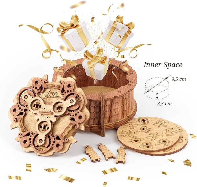 iDventure Birthday Cake Puzzle Box – 3D Gift Box for Adults – Money Holder Puzzle Game – Escape Room Brain Teaser for Men & Women