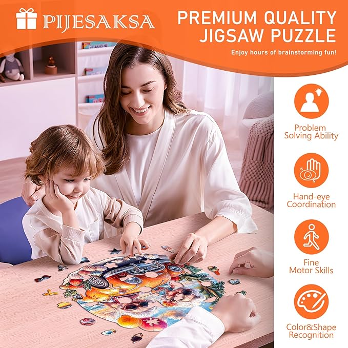 Wooden Puzzles for Adults -Happy Grandma Puzzle, Unique Shape Wooden Jigsaw Puzzle for Granny, Wood Puzzles Adult, Good Gift Idea for Family (L-13.4 * 13.4in -270 Pieces)
