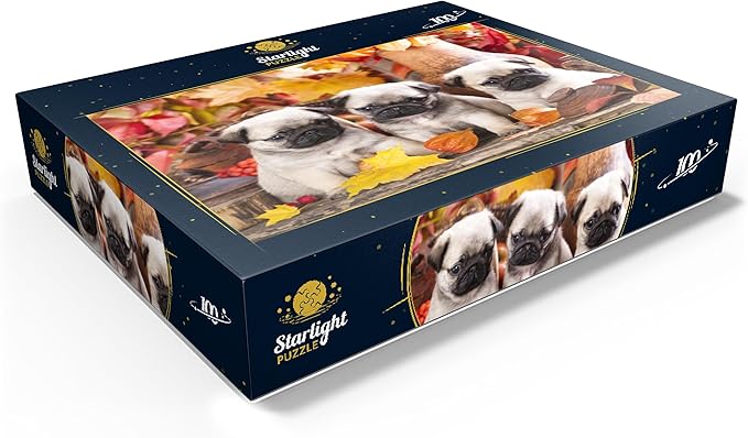 MyPuzzle Pug Puppies - Premium 100 Piece Jigsaw Puzzle - Made in USA
