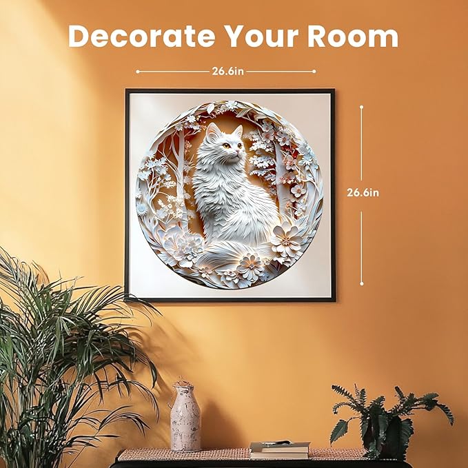 Masseruon 1000 Piece Puzzle for Adults, 26.6 * 26.6in Cat Puzzle for Adults, 1000 Pieces Flat Puzzles with 3D Visual Effect When Completed, Adult Puzzles Games