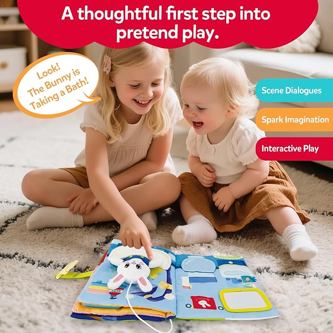Montessori Busy Book for Toddlers 1-3,Busy Board with 12 Sensory Activities & Fine Motor Skills,Travel Toys for Airplane Car,Educational Learning Gift for 1 2 3 Year Old Boys Girls
