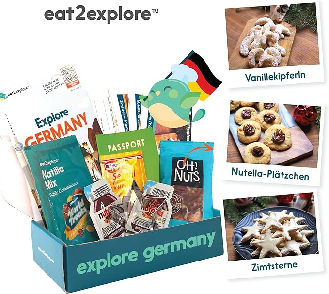 Kids Real Dessert Baking Kit for Families - Interactive & Educational Kit Includes 3 Recipe Cards with Key Ingredients, Baking Tools - Ideal Gift for Kids with Explorer Guide (Explore Germany)