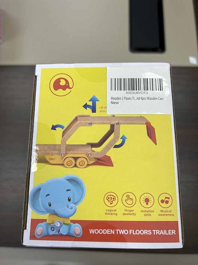 Toddler Car Toys for 2 3 4 5 Years Old Kids, Transport Carrier Truck Toy with 4 Wooden Vehicle, 24IN Foldable Track Trailer with Light & Sound Effects, Best Gift Choice for Christmas, Birthday