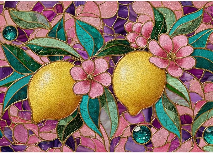Wooden Puzzles for Adults, Stained Glass Puzzles 502 Pieces, Unique Shaped Lemon Jigsaw Puzzles for Adults and Kids, Birthday Gifts Fun Challenge Family Game 16.9'' x 11.3''