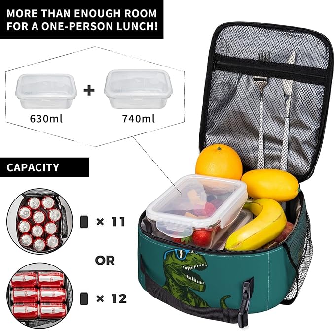 Dinosaur Reusable Lunch Box Insulated LunchBox Cooler Lunch Bag