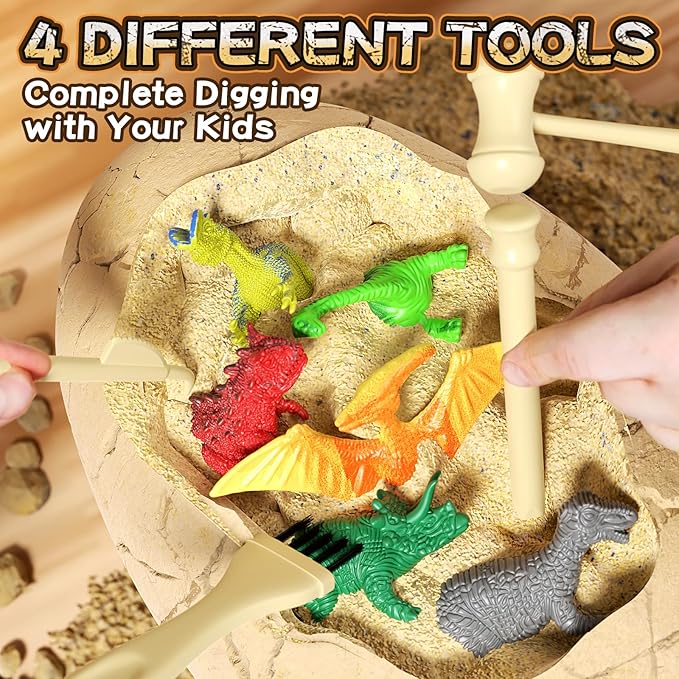 24 Dinosaurs Excavation Kit, Dino Egg Dig Kit with Magnifier, Surprise Dinosaur Toys for Kids 3 4 5 6 7 8 9 10 11 12 Years Old, Science Experiments STEM Birthday Party Favors Gifts for Boys & Girls