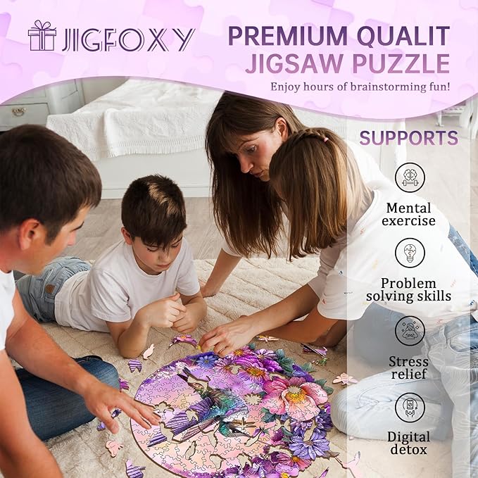 Jigfoxy Wooden Puzzles for Adults, Hummingbird Wood Puzzles Adult, Unique Animal Shape Wooden Jigsaw Puzzles for Adults, Birthday Gifts for Puzzle Lovers, Family, Friend (XL-17.3 * 16.6in-500 pcs)