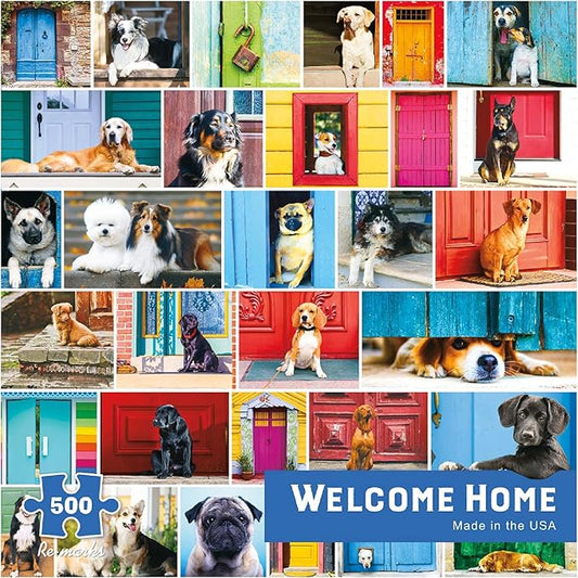 Re-marks Welcome Home Dog-Themed 500-Piece Jigsaw Puzzle for All Ages