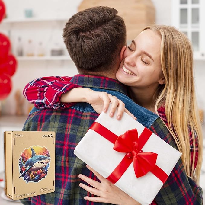 Wooden Puzzles for Adults 500 Pieces, Shark Jigsaw Puzzles Unique Shape Ocean Adult Puzzles, Irregular Wood Puzzles Creative Gift for Adults and Kids Family Game (16.7x16.5 in)