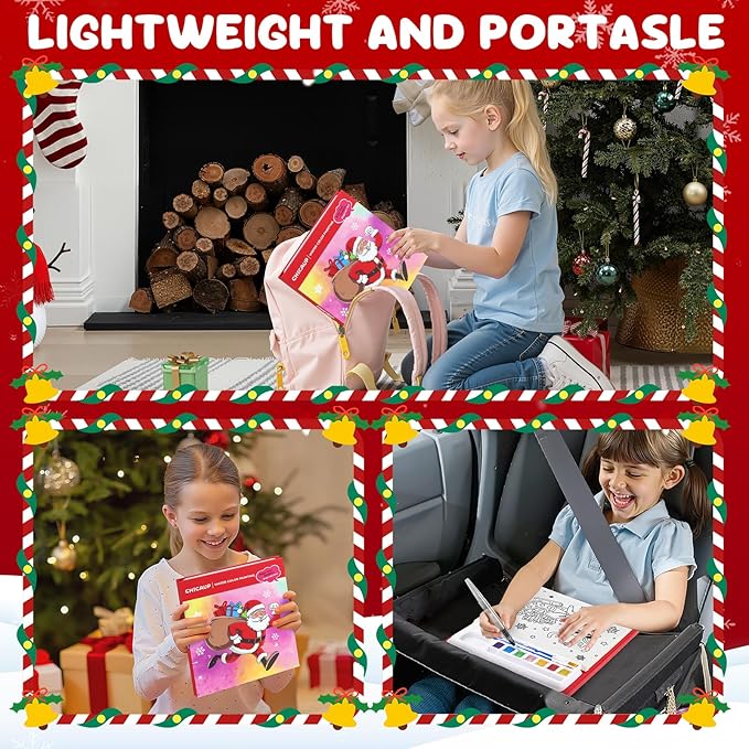 Christmas Paint with Water Coloring Books for Kids, Xmas Season Watercolor Painting Kit Painting Activity for Kids Ages 3-5 4-8, Mess Free Arts Crafts Drawing Gift Toy for Boy Girl