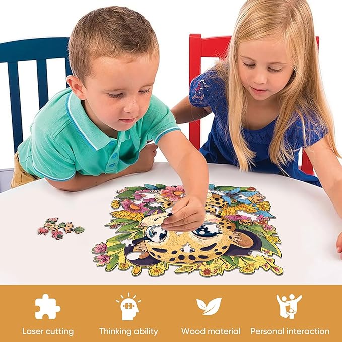 Wooden Jigsaw Puzzles 500 Pieces-Little Tiger,16.8x16.8in,Royal,Wooden Puzzles for Adults,Unique Shape Animal Adult Puzzles,Irregular Wood Puzzles Best Gift for Adults and Kids Family Game