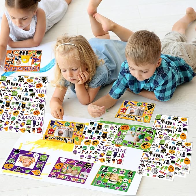 30 Packs Halloween Arts and Crafts for Kids Picture Frame Craft Kits Photo DIY Craft Set Bulk Pumpkin Maple Leave Turkey Stickers Children Classroom Kindergarten Preschool Game Activities Ages 4-12