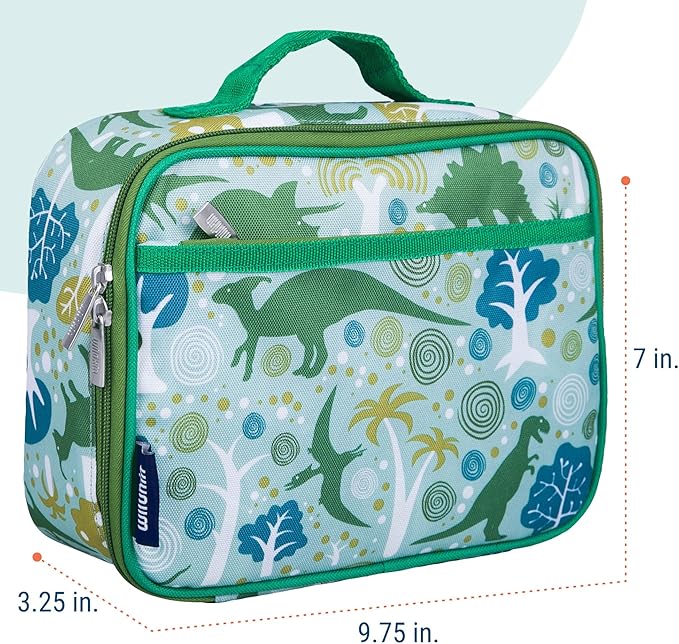 Wildkin Kids Insulated Lunch Box – Durable and Reusable for School & Travel - Dinomite Dinosaur