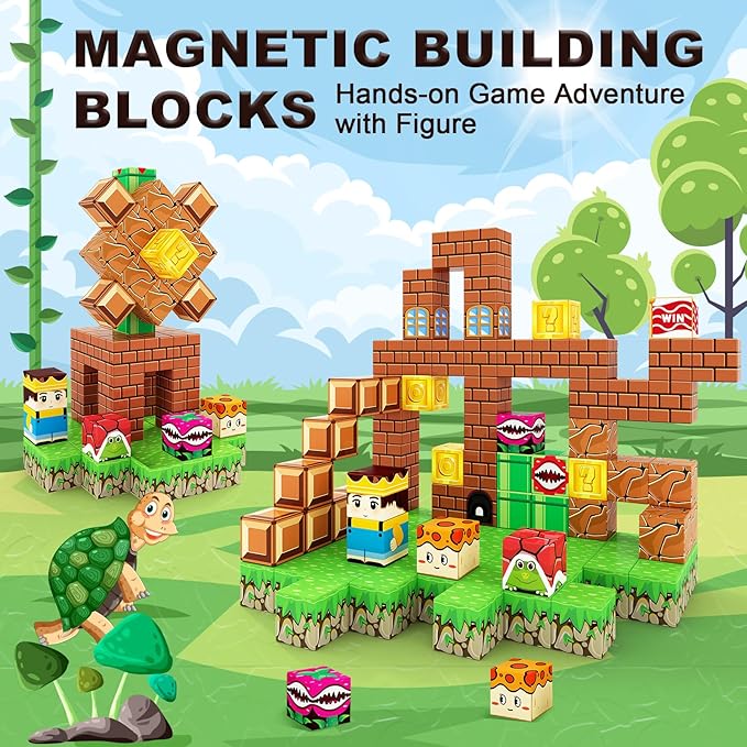 Magnetic Blocks Building Toys - Build Mine Magnet World Set Toddler Kids Sensory Toys for Boys & Girls Ages 3-5 5-7 8-12, 1'' Magnetic Cubes Game Classroom Must Haves Decor School Supplies