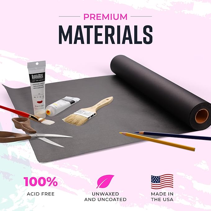 Bryco Goods Black Kraft Paper Roll - 18 Inch x 100 Feet - Ideal for Packing, Shipping, Arts & Crafts, Poster, Bulletin Board, Decorations, Bouquet, Gift Wrapping - Made in The USA
