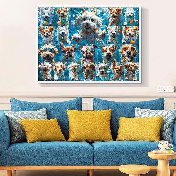 500 Piece Puzzle for Adults, Funny Puppy Animal Jigsaw Puzzles, Fun Cool Silly Puzzle with Underwater Dogs, 500 Pieces Birthday Party for Family Kids and Adults Funny Puzzle for Adults, 20.5×15 in